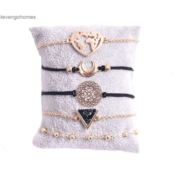 

map stone jewelry pine new love triangle black five piece set bracelet, Silver
