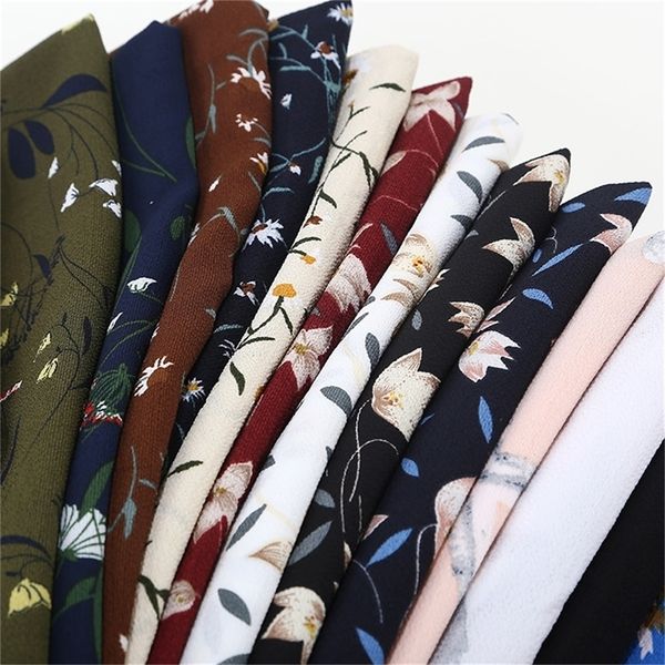 

women printed floral bubble chiffon scarves shawls hijab muslim fashion long wrap headband 28 color scarf 180*73cm y201024, Blue;gray