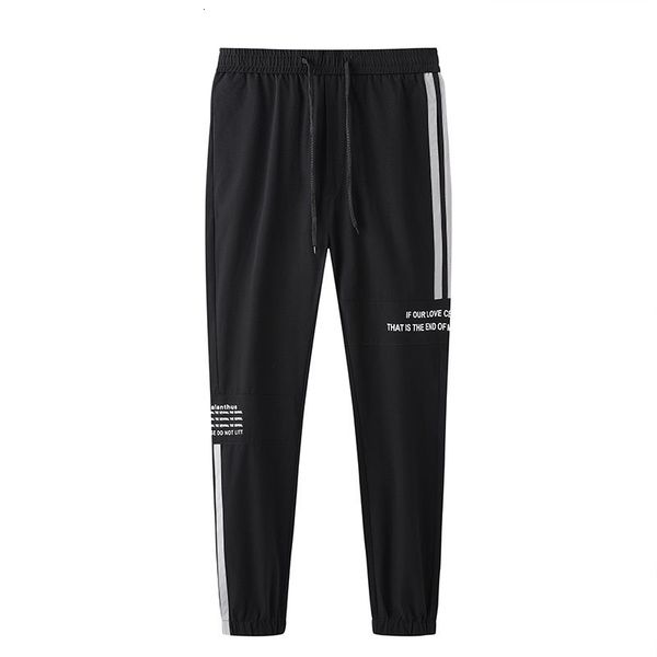 

air-conditioned summer korean trend ins ice thin toe sports 9-point men's casual pants, Black