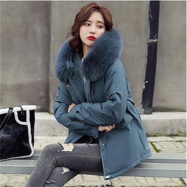 

2021 new women's coat fashion winter leather padded parka short outwear cotton with hoodie 5 colour jacket c974, Black