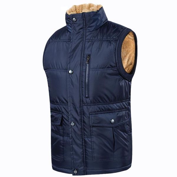 

men's vests 2021 autumn winter men vest cotton thick warm waistcoat male fleece thermal soft mens windproof sleeveless jacket m-7xl, Black;white