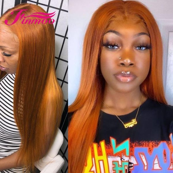 

lace wigs pre plucked straight front wig ginger orange colored brazilian remy human hair for women transparent, Black;brown
