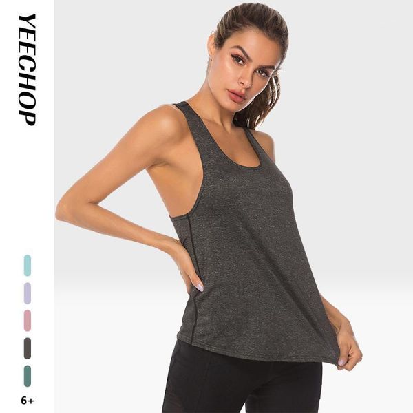 

yoga outfits yeechop women gym racerback muscle tank workout dry quickly breathable sports wear sleeveless running fitness shirts1, White;red