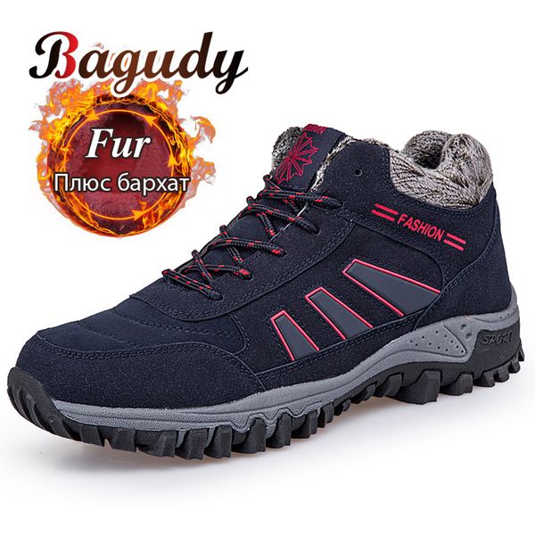 

classic winter men snow boots flat shoes men winter warm plush platform shoes quality ankle snow shoes men's snow sneakers boots 201027, Black