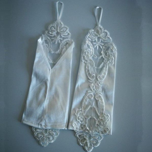 

stock sale women banquet party fingerless elegant lace embroidered wedding gloves rekawiczki biale barato st033 h qylfjm, White