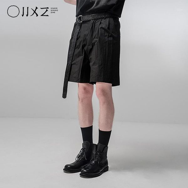 

huanxiangzhe] 2020 summer solid shorts pants casual male elastic waist knee length pants for men1, White;black