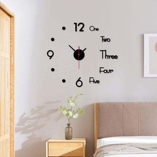 

3d modern wall clock sticker wall sticker clock silent home decor living room acrylic quartz horloge stickers home decoration