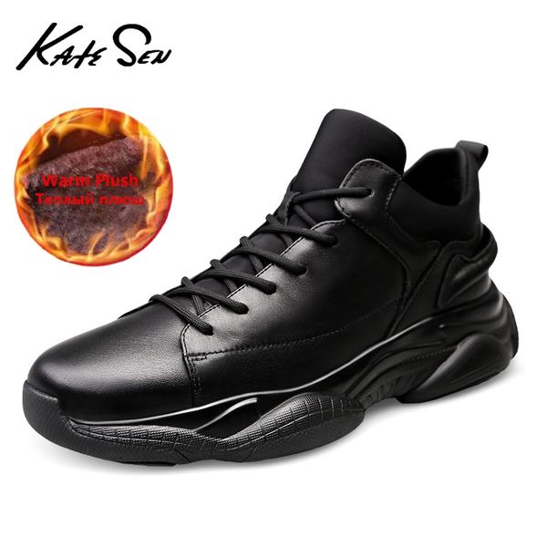 

mens winter sneakers breathable warm fur casual male leather lace up flat anti-slip waterproof outdoor men shoes, Red;white