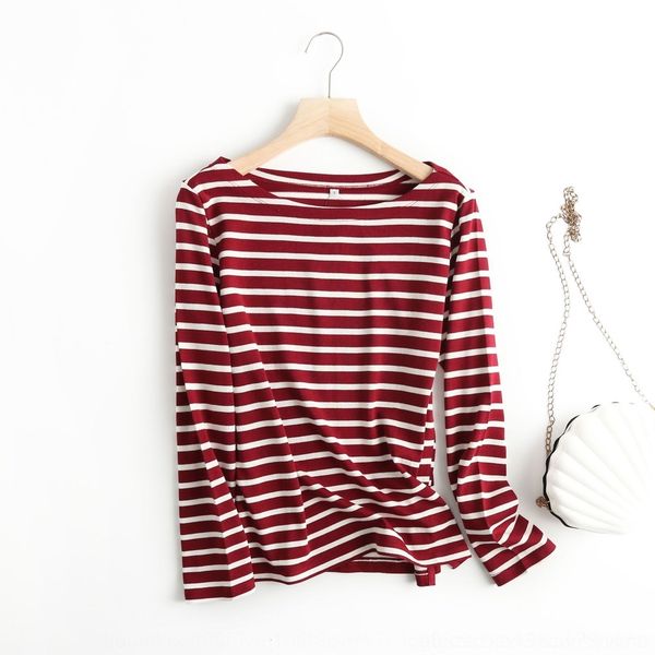 

2ox6s 68110 лодки футболка у верхних новая осени полосатых пальто шеи футболка от 68110 у примерочной с длинным рукавом хлопка женщины хлопк, White