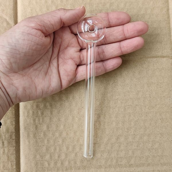 Tubo de vidro queimador de óleo 3 cm bola grande 5,9 polegadas de comprimento cachimbos 15 cm pirex transparente grosso claro grande tubos de fumar para fumantes por atacado