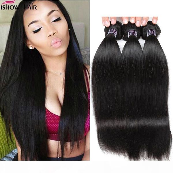 

ishow human hair brazilian malaysian virgin hair straight 4 bundles 10a human hair extensions peruvian straight bundles ing, Black