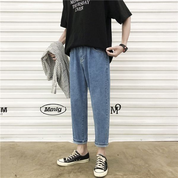 

autumn trend straight men's korean version loose youth casual pants casual pants jeans and jeans 2o2qc, Blue