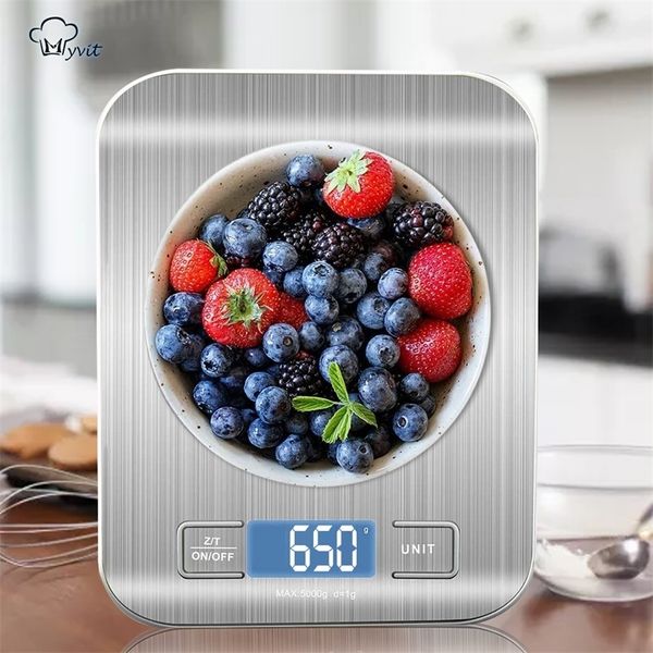 Digitale Küchenwaage, LCD-Display 1 g/0,1 oz Präzise Lebensmittelwaage aus Edelstahl zum Kochen Backen Waagen elektronisch 201116