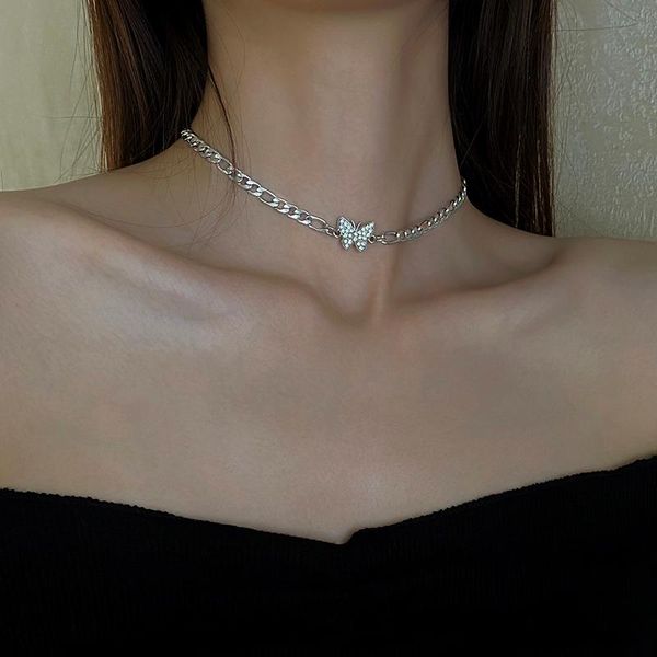 

butterfly necklace simple temperament clavicle chain, Silver