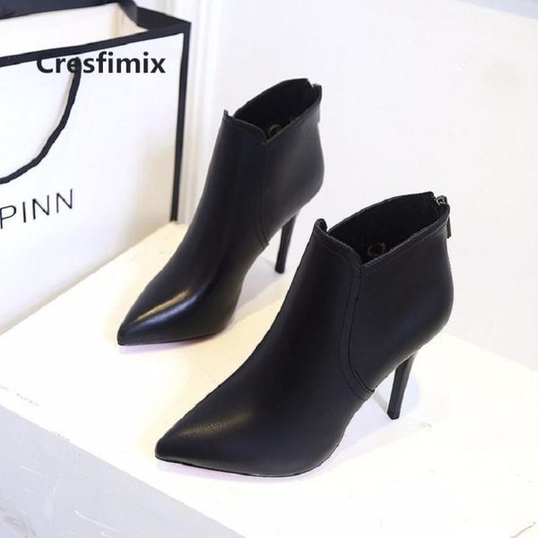 

boots women fashion black side zipper comfortable autumn spike high heel shoes female cool stylish winter bottes femme e30121