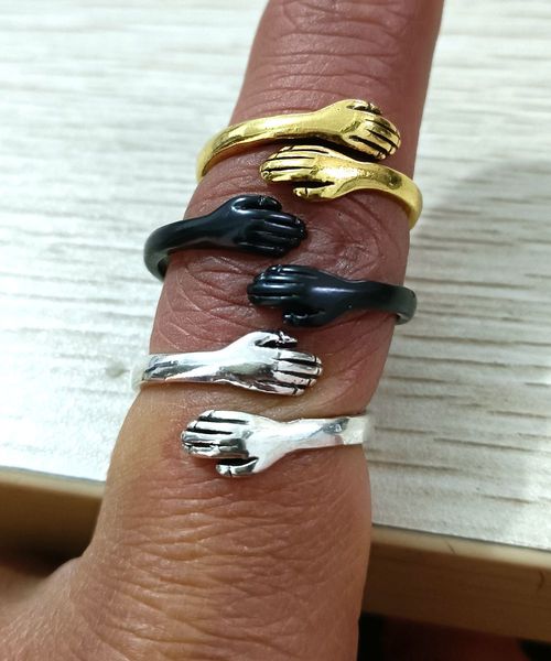 30 Love Hug Charm Ring für Frauen Mädchen Vintage Damen Fingerring Retro Schmuck 2022 Gold Silber Schwarz Großhandel Mix