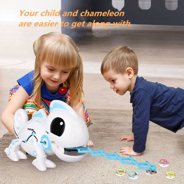 

rc robot toys chameleon pet changeable light electronic model animal intelligent remote control robot toy christmas gifts 2.4chz y200413
