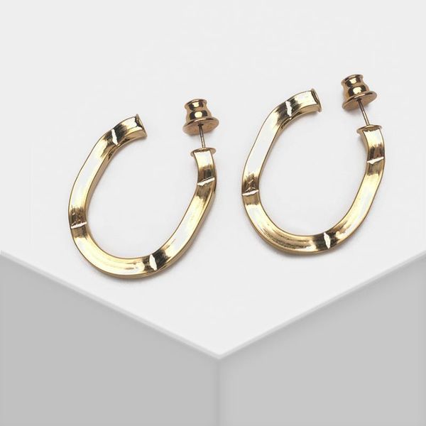 

hoop & huggie amorita boutique fashion designer designs oval earrings, Golden;silver