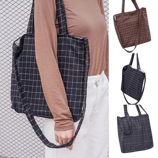 

fashion lady bag plaid handbag canvas messenger bag large capacity shoulder trendy plaid leisure crossbody bags dropship y516