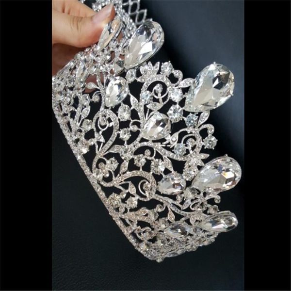 

diadem crystal tiaras and crowns hair jewelry luxury crown tiara for bride wedding hair accessories wholesale prices, Golden;silver