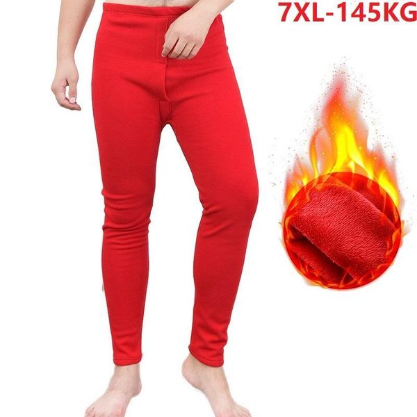 

autumn winter men fleece thick warm long johns thermal leggings underwear plus size 7xl elasticity soft pants bottoms elasticity1, Black;white