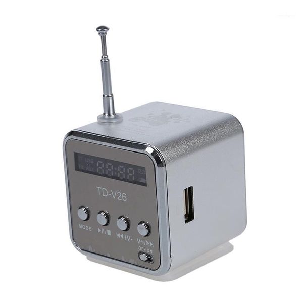 

portable speakers td-v26 mini digital speaker with micro sd / tf usb /fm - silver--with 1 cable and audio cable1