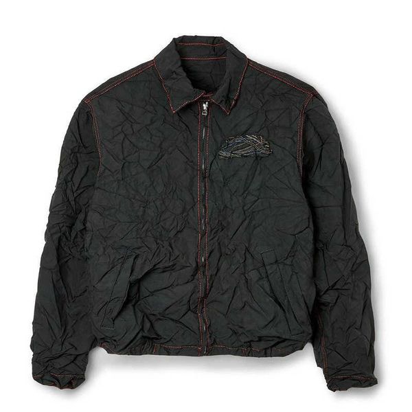 

men's jackets kanghyuk pleated houli crab self sunscreen suit thin nylon washed jacket, Black;brown