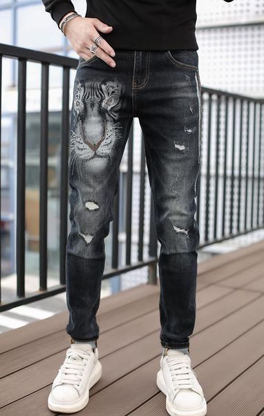 

z1113 fashion men's jeans 2020 runway luxury european design party style men's clothing1, Blue