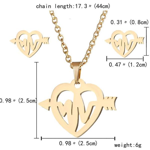 

heartbeat sign necklace earr-ing delicateelectrocardiogram horse bowknot crown charm necklace gift for her, Silver