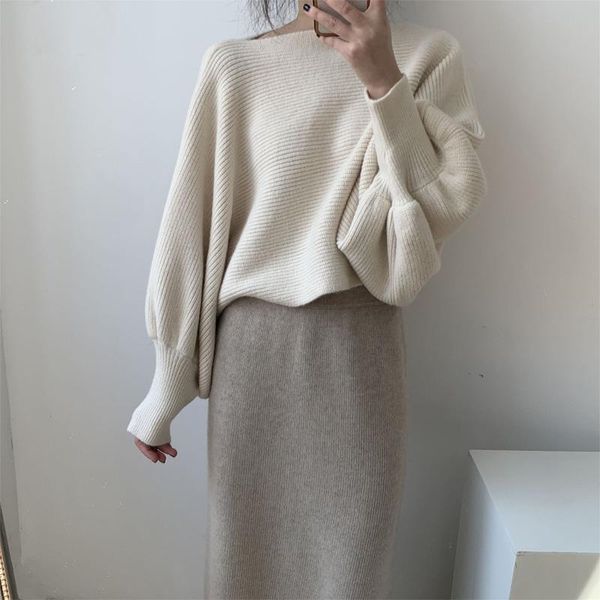 

women's sweaters casual solid color loose sweater in autumn and winter, White;black
