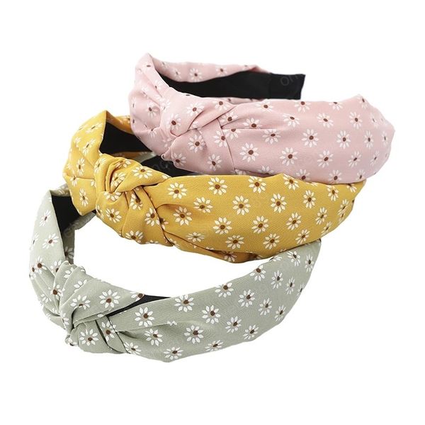 

floral print satin headband hair band bezel knotted turban sweet style women hairbands girls accessories head hoop hair jewelry, Silver