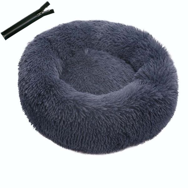 

pet bed cat litter dog kennel plush round deep sleeping bed warming with removable pad pet kennel removable and washable zipper