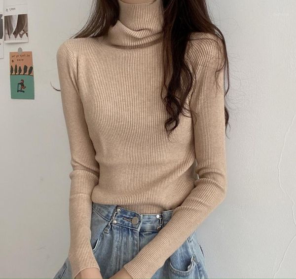 

women's turtleneck sweater autumn and winter long sleeves sweater2020 new self-korean style versatile female1, White;black