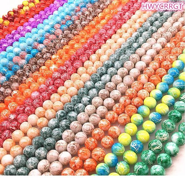 

wholesale 4/6/8/10mm double colored glass beads loose spacer beads painted charm for jewellery making diy bracelet&neck qyllkx