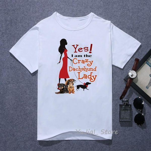 

women funny graphic t shirts cute crazy dachshund bulldog chihuahua dog lady tshirt dog lover gift female t-shirt tumblr clothes, White