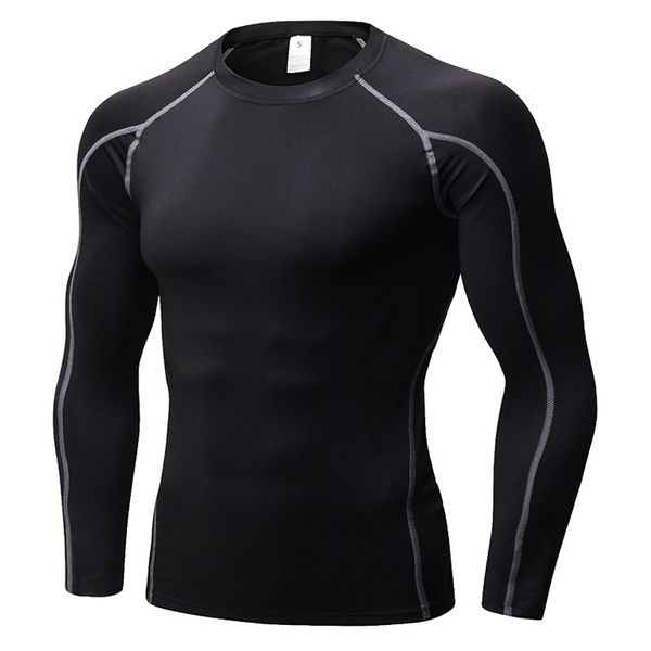 

men's long-sleeved t-shirt sports running fitness compression sports tights basketball soccer training long sleeve shirt clothes, Black;blue