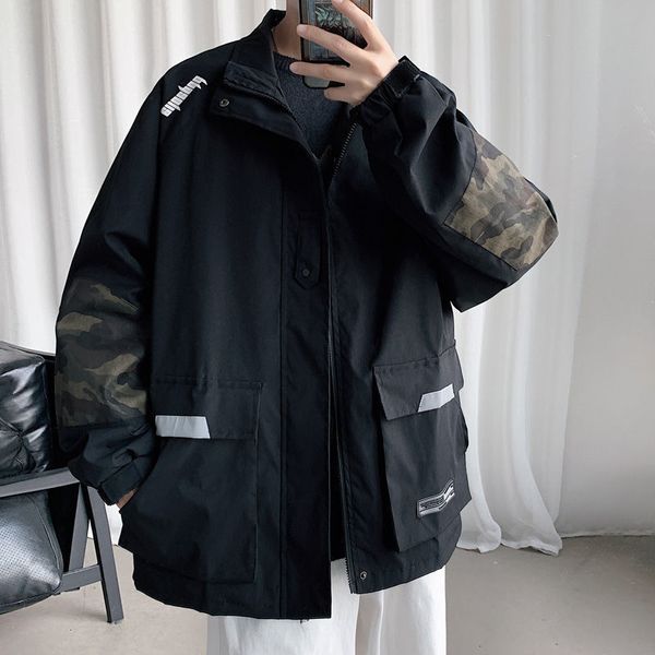 

2021 new privathinker men's casual oversize camouflage jackets korean streetwear black coats male clothing hip hop wyi0, Black;brown