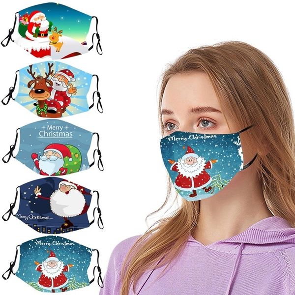 

150pcs взрослых рождественские маски можно стирать и использовать повторно, дышащие и пыл защитной маски рождество печать дизайн маску t5003