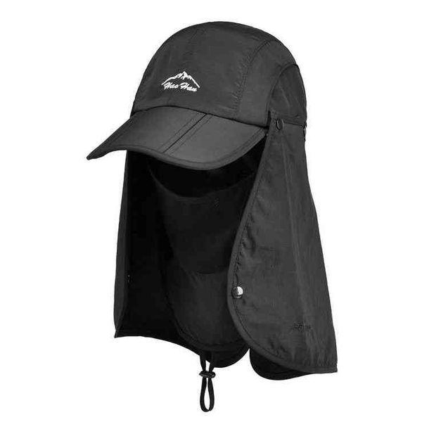 Whole Retail 2015 Sports Sun Mesh con Mask String Flap Cap Hat per uomo donna caccia pesca protezione UV pieghevole