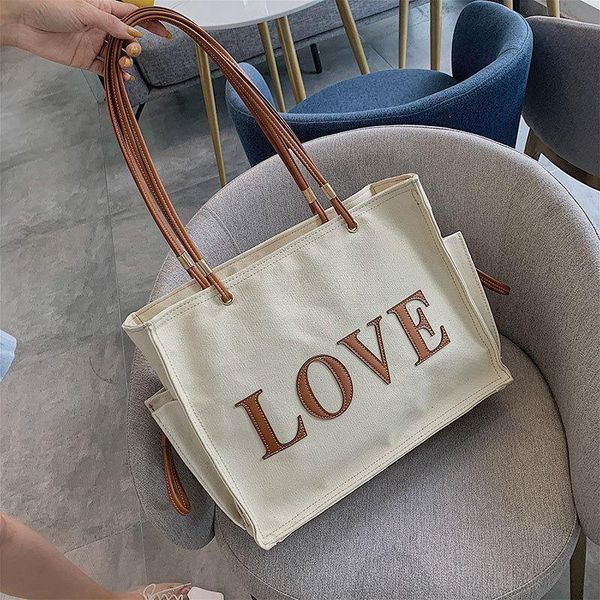 

large women 2020 new canvas shoulder bags environmental shopping bag tote package crossbody bags purses casual handbag for women