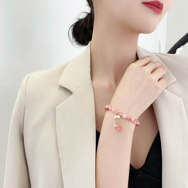 

fashion 2020 new original design elastic bracelet south korea dongdaemun strawberry quartz laid-back girl bracelet bracelet fashion design, Golden;silver