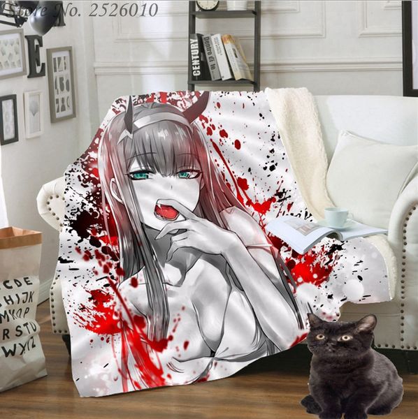 

throw blanket darling in the franxx 3d velvet plush blanket bedspread for kids girls sherpa blanket couch quilt cover travel 01