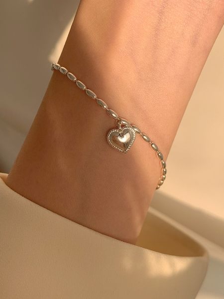 

s925 silver rice grain love boudoir female students braceletdesign sense s925 silver rice grain love boudoir bracelet female students bracel, Golden;silver