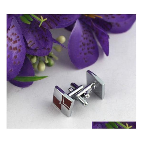 

1 set red enamel sqaure cufflinks cuff links #22072 9rmbk, Silver