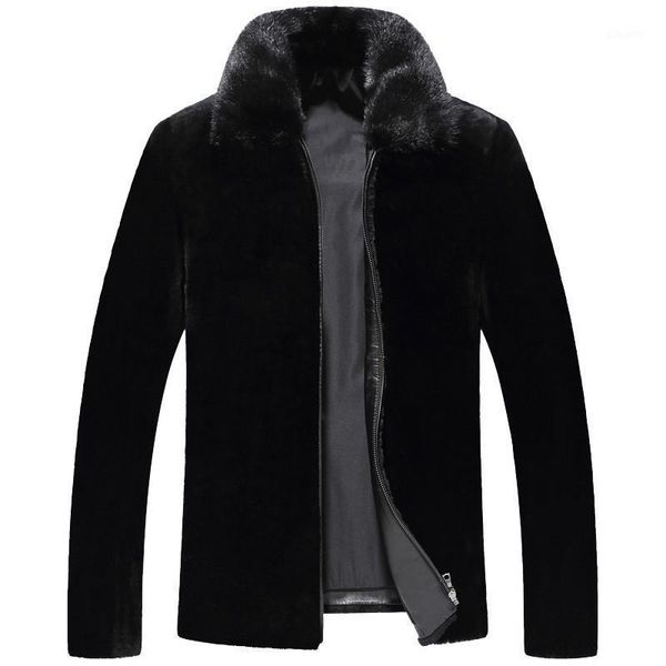 

2020 winter jacket men pure natural sheepskin coat mens real sheep shearing fur coats my7321, Black