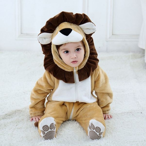 

cute baby lion onesie animal costume toddler boy girl long sleeve romper infant newborn winter clothes kid kigurumi pajamas 201127, Blue