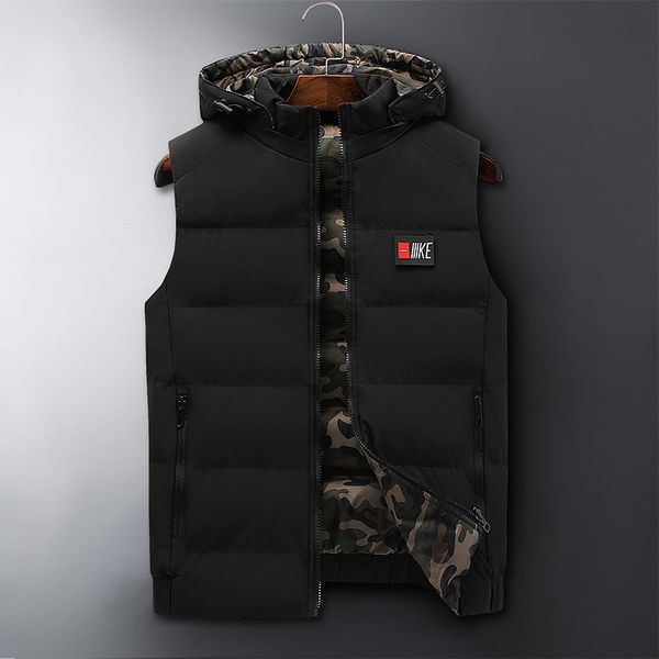 

down cotton coat winter leisure loose fattening oversize warm shoulder men's double-sided vest, Black;white