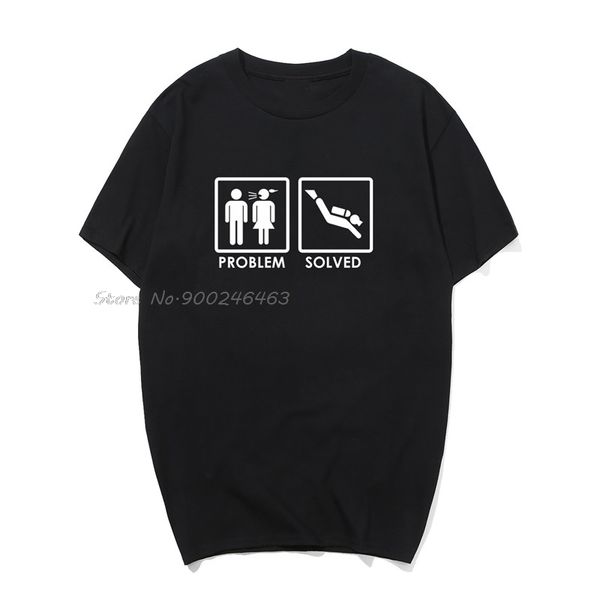

смешные проблема решаемая t shirt мужчины с коротким рукавом scuba diver футболки дайвинг пловец человек tshirt топы тройники спорта с капюш