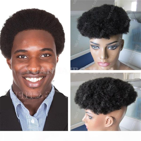 

africa american toupee 6inch 1b virgin indian hair short afro curl toupees for black men ing