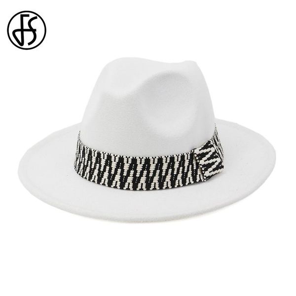 

fs wide brim wool felt fedora hat for men white pink trilby jazz cap women panama hats autumn winter caps, Blue;gray